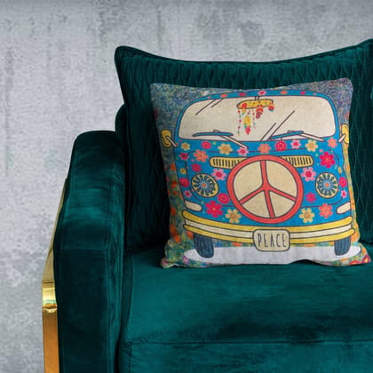 Circus Matador Crushed Velvet Cushion Cover (Multicoloured, 16 x 16 inch)