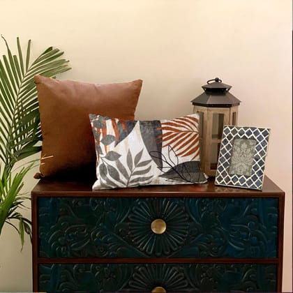 Twig Shrubs Modern Chic Designer Velvet Cushion Cover (Multicolour, 12x18in (30cm x 45cm))