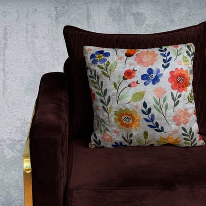 Blooming Dales Flowery Modern Chic Designer Velvet Cushion Cover (Multicolour)