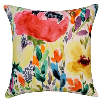 Watercolour Blush Modern Chic Designer Printed Cotton Velvet Cushion Cover (Multicolour, 20 x 20 inch)