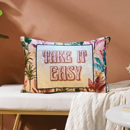 Take it Easy Modern Chic Designer Velvet Cushion Cover 12x18 (Pink)