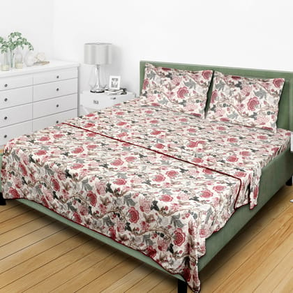 Fiza Fine Cotton Block Print King Dohar/ AC Comforter/ Blanket (Cream & Red)