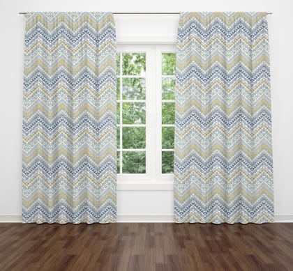 Chevron Cotton 7 Feet Door Curtain (1 piece, 4ft width)
