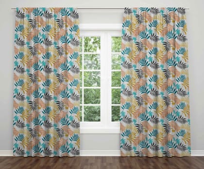 Falling Leaves Cotton 7 Feet Door Curtain (1 piece, 4ft width)