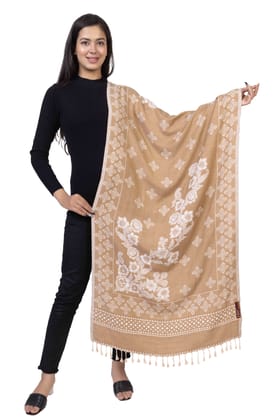 KTI Acrylic/Viscose Stole for women with a Wool Blend for Winter in Camel, measuring 28 x 80 inches, with the assigned Art No. 3062 Camel