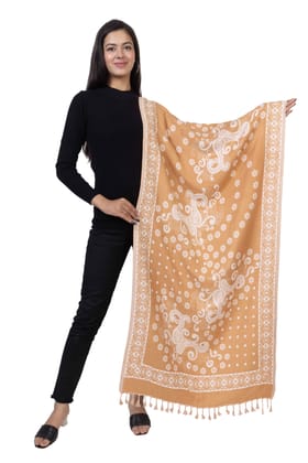 KTI Acrylic/Viscose Stole for women with a Wool Blend for Winter in Dark Camel, measuring 28 x 80 inches, with the assigned Art No. 3062 Dark Camel