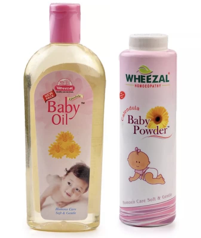 Calendula Baby Oil & Wheezal Calendula Baby Powder COMBO (200ml + 100gm)