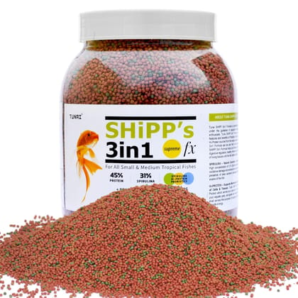 Tunai 3in1 1MM Pellets Shipp Formula Fish Food|450g|Aquarium Fish Food for All Adult Small to Medium Tropical Fishes