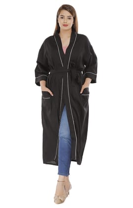 SHOOLIN Kimono Robe Long Bathrobe For Women, 3/4 Sleeve And Calf Length Kimono For Women