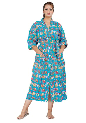 SHOOLIN Printed Kimono Robe Long Bathrobe For Women || 3/4 Sleeve And Calf Length Kimono For Women's