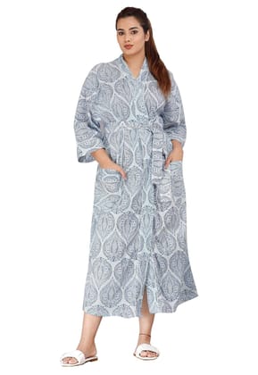 SHOOLIN Floral Pattern Kimono Robe Long Bathrobe For Women | 3/4 Sleeve And Calf Length Kimono For Women's | Beach Wear