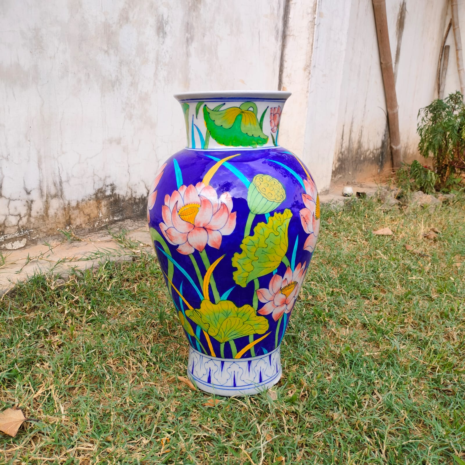 Handmade Blue Pottery Floral Vase/ Flower Pot/ Decorative Vase