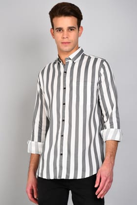 Casual shirt for men Striped grey full sleeves