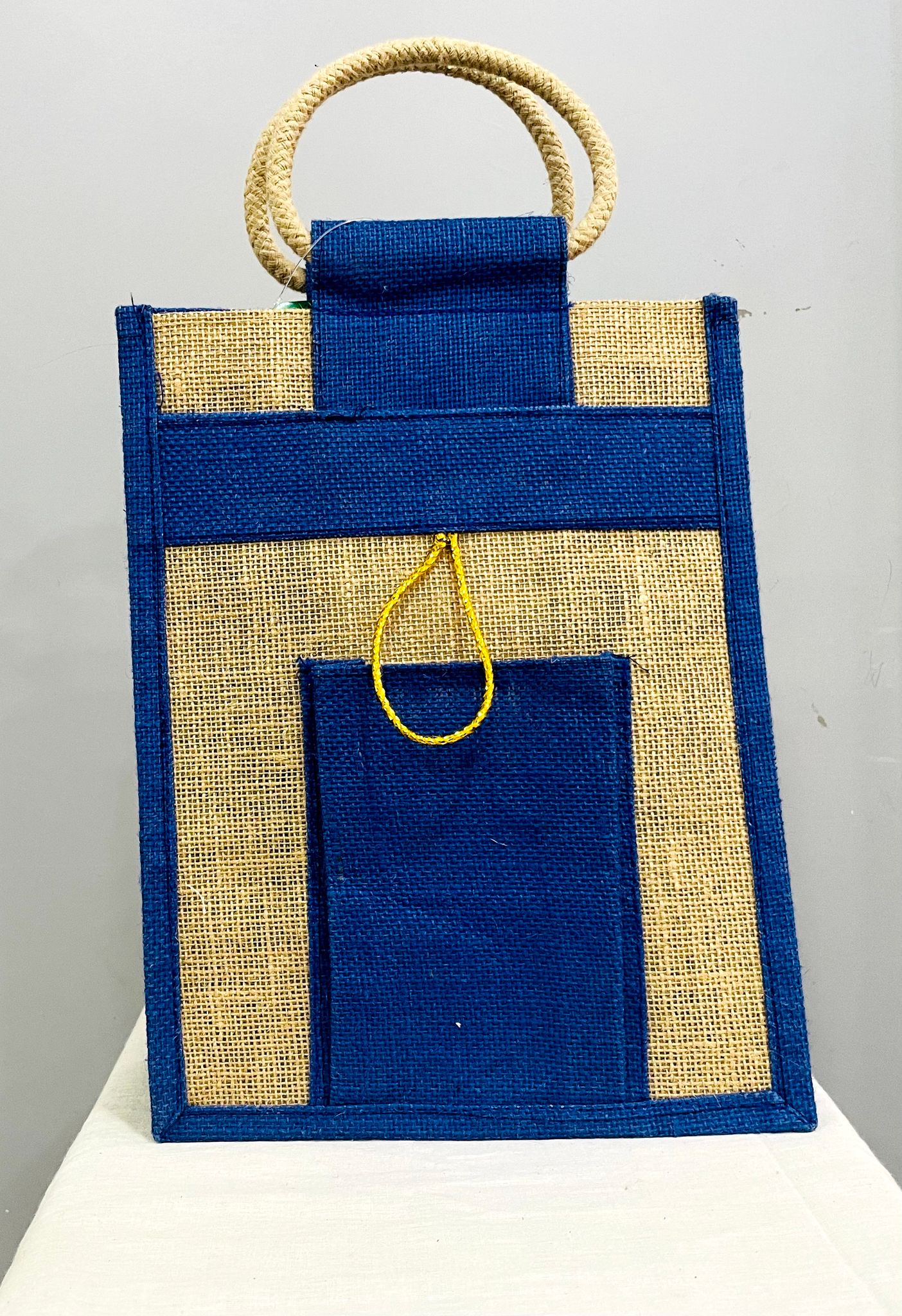 Jute front pouch designed bag