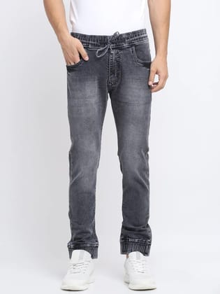 Rodamo  Men Black Slim Fit Mid-Rise Clean Look Jogger Jeans