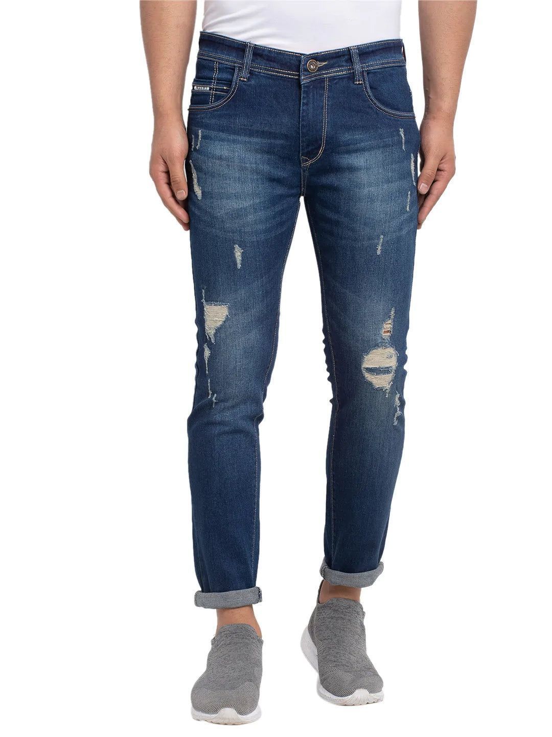 Rodamo  Men Blue Slim Fit Mid-Rise Mildly Distressed Jeans