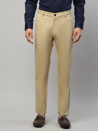 Rodamo  Men Beige Slim Fit Trousers