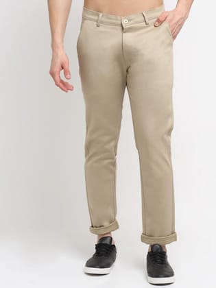 Rodamo  Men Khaki Slim Fit Regular Trousers