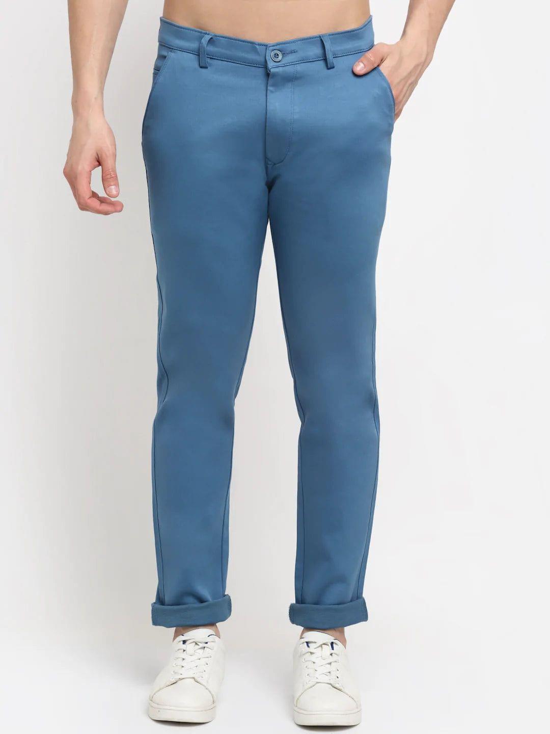 Rodamo  Men Blue Slim Fit Chinos Trousers