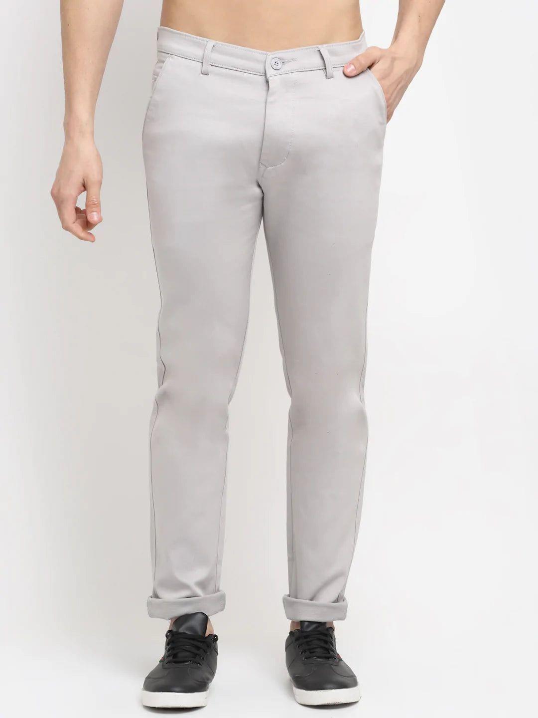 Rodamo  Men Grey Slim Fit Chinos Trousers