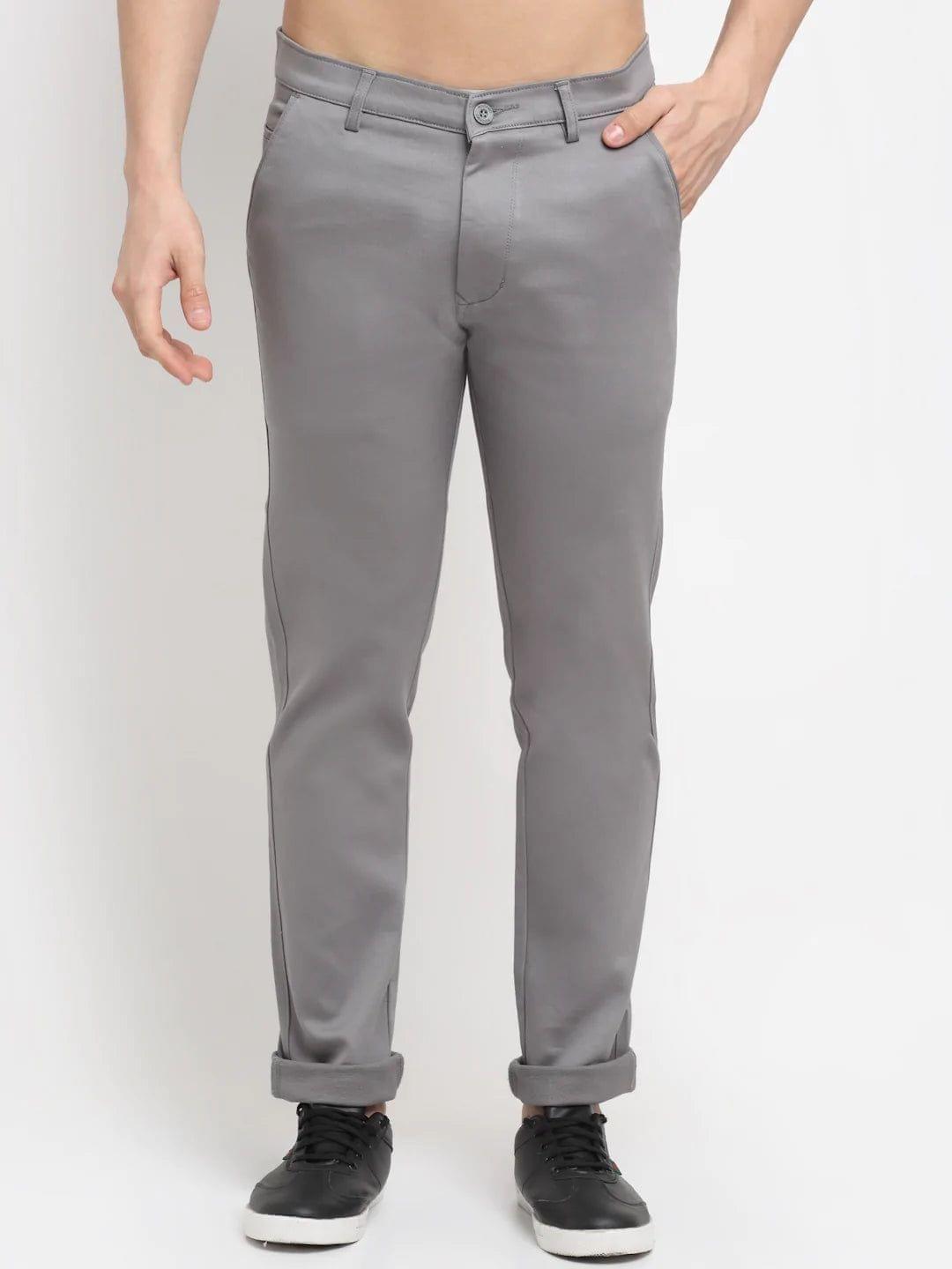 Rodamo  Men Grey Slim Fit Trousers