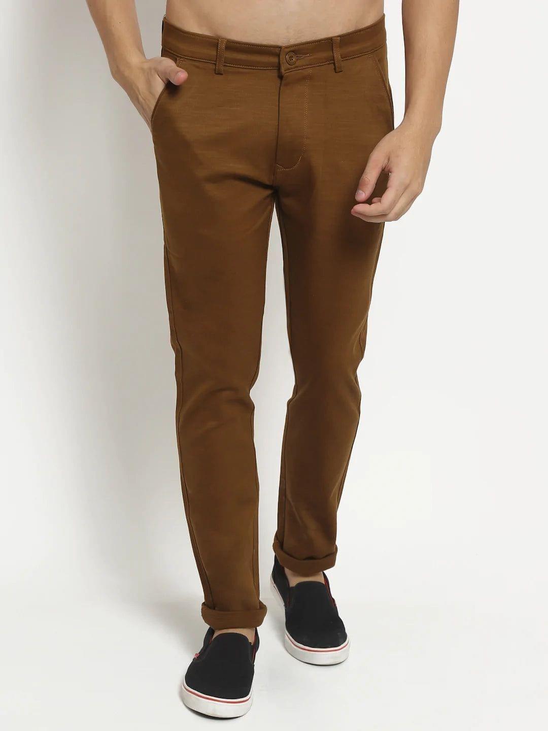 Rodamo  Men Brown Slim Fit Chinos Trousers