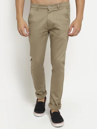 Rodamo  Men Beige Slim Fit Chinos Trousers