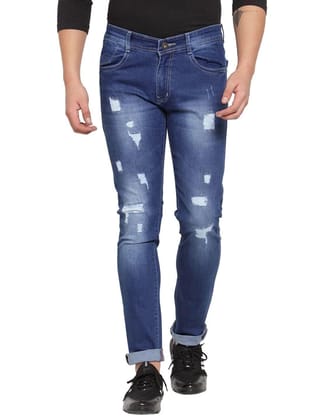 Rodamo  Men Blue Slim Fit Distressed Denims