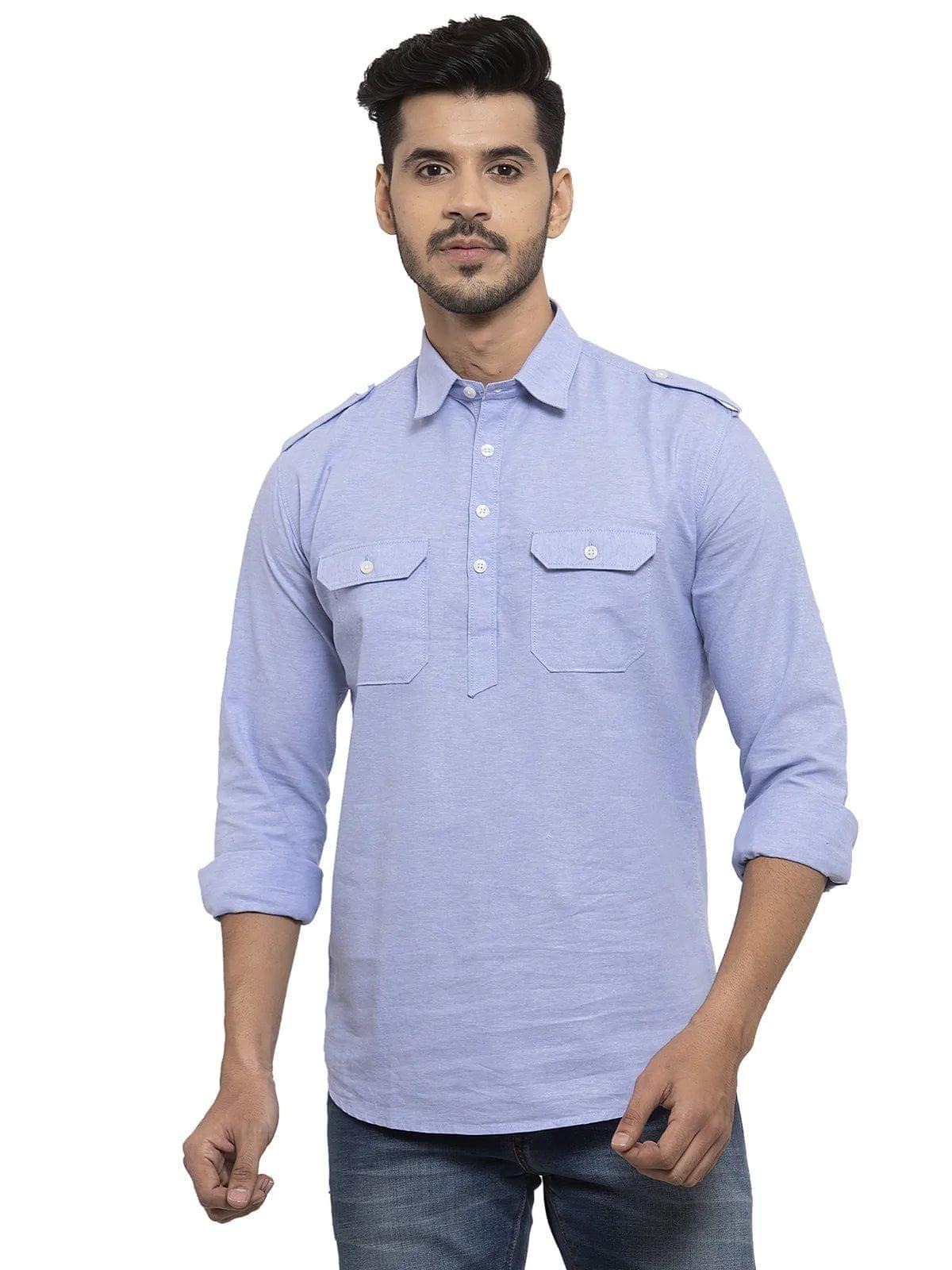 Rodamo  Men Blue Solid Straight Kurta