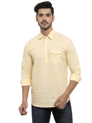 Rodamo  Men Yellow Solid Straight Kurta