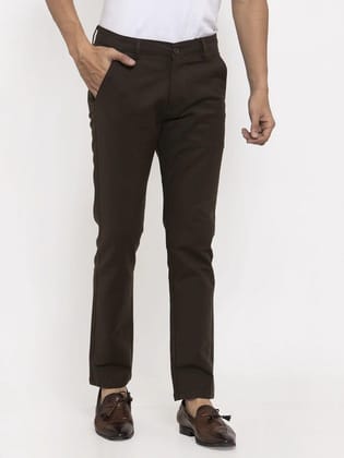 Rodamo  Men Brown Slim Fit Chinos Trousers