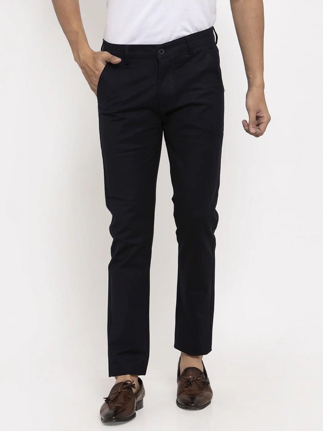 Rodamo Men Navy Blue Slim Fit Chinos Trouser