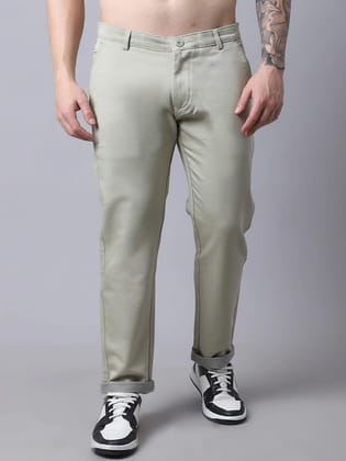 Rodamo  Men Olive Green Slim Fit Solid Chinos Trousers
