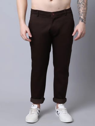 Rodamo  Men Brown Slim Fit Trousers