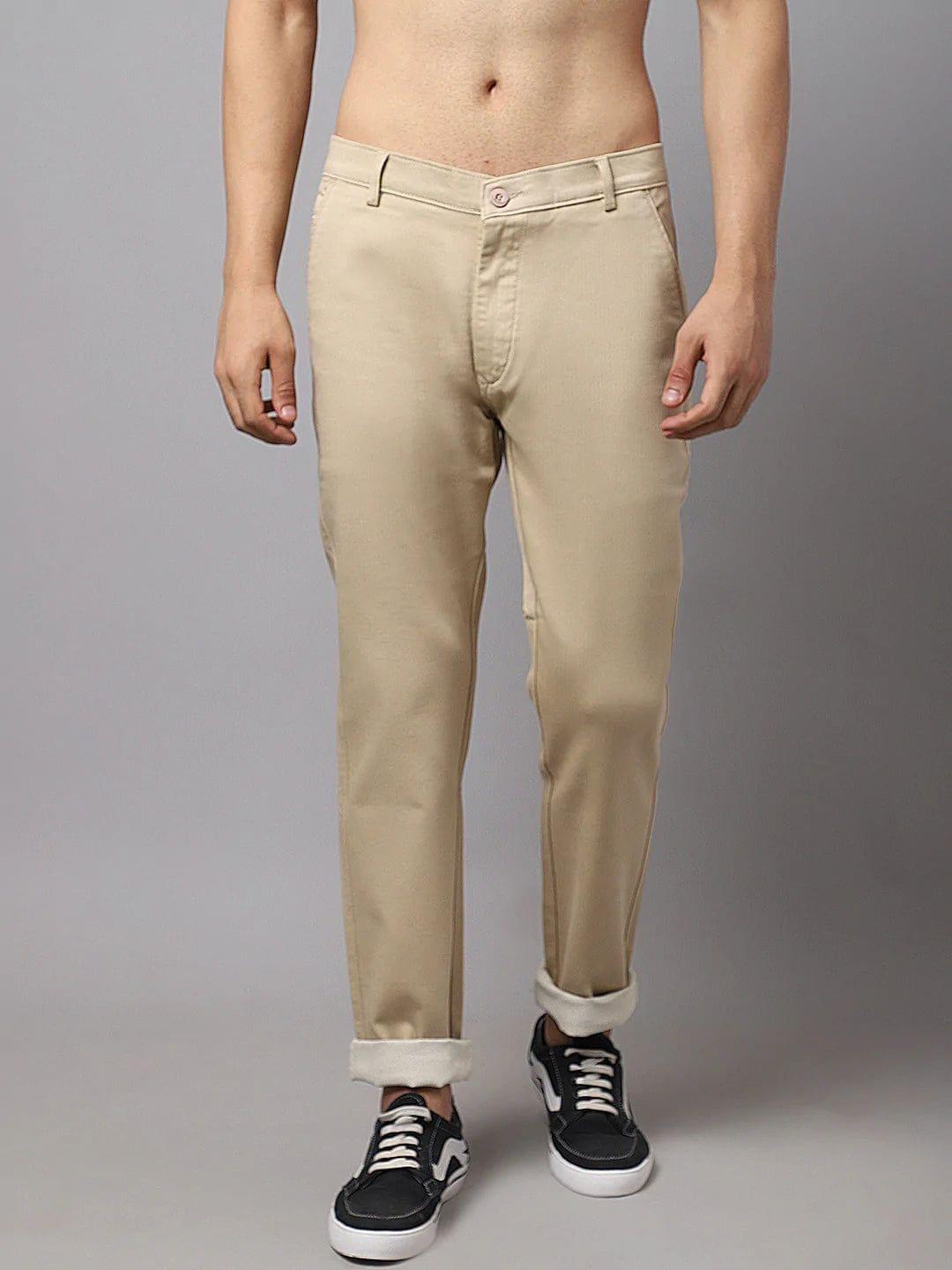 Rodamo Men Beige Slim Fit Chinos Trouser