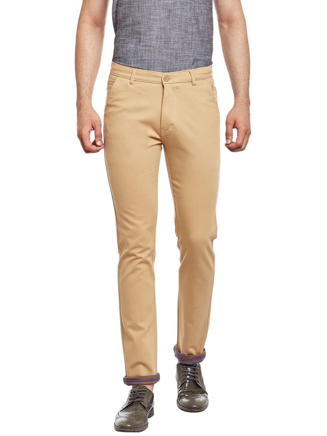 Rodamo  Men Khaki Slim Fit Trousers