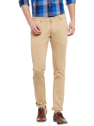 Rodamo  Men Khaki Slim Fit Trousers