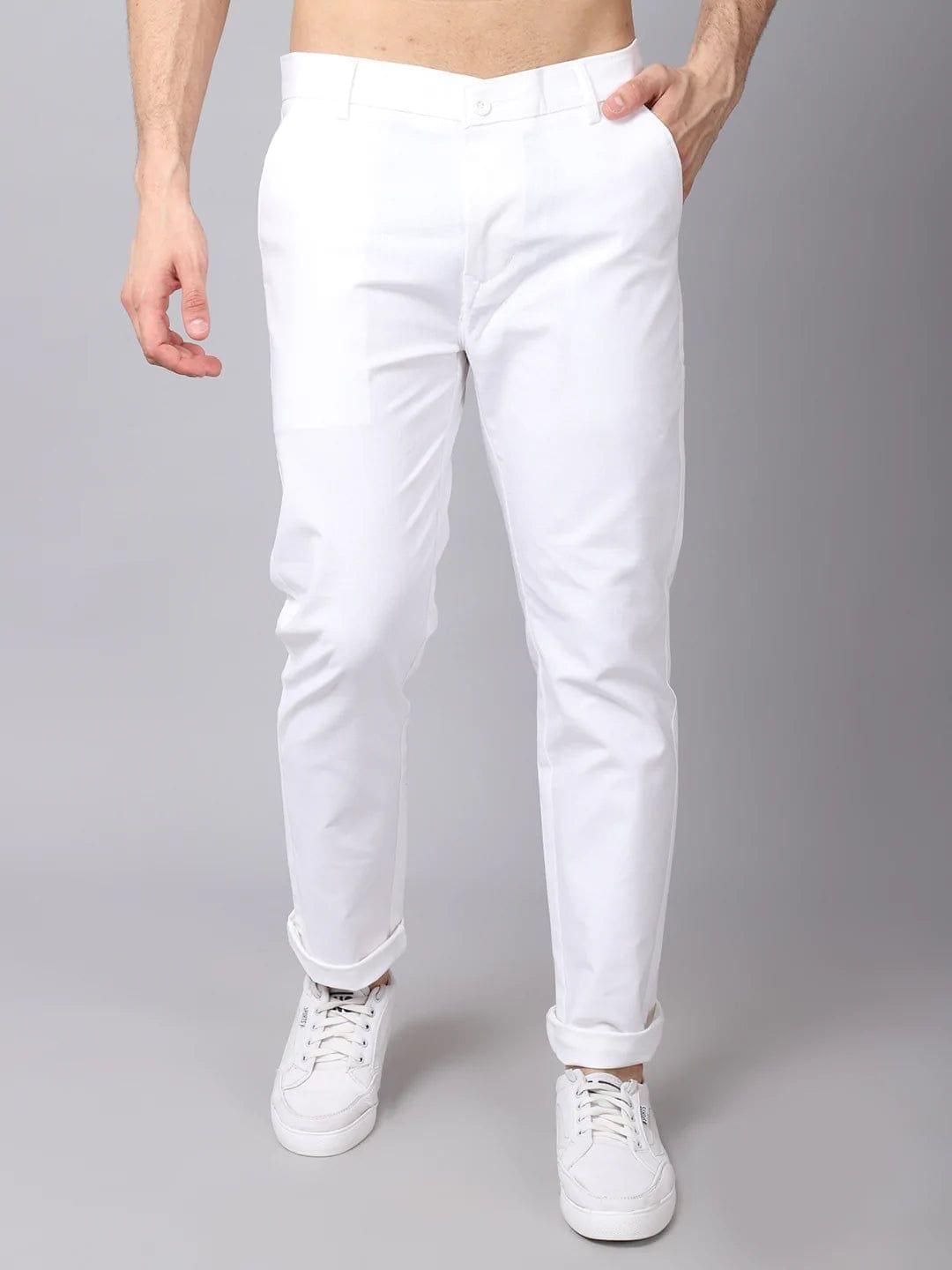 Rodamo Men White Slim Fit Trousers