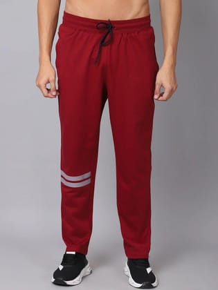 Rodamo  Men Maroon Solid Cotton Slim-Fit Track Pant