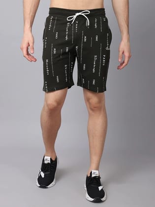 Rodamo  Men Green Printed Slim Fit Shorts