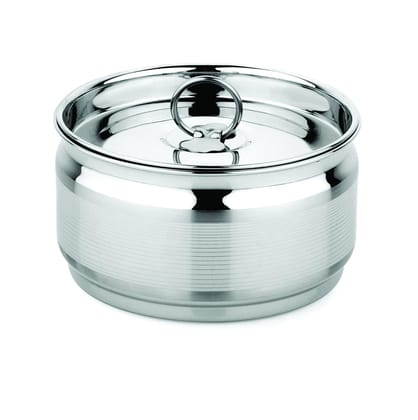 BOMBAY BELLY Stainless Steel Tableware Belly shape Kitchen Dabba with Lid Poori Dabba,Roti,Sweets,Dry Fruits,Laddo,Rice and Sabji Food Storage Containers(Small-Pack of 1)