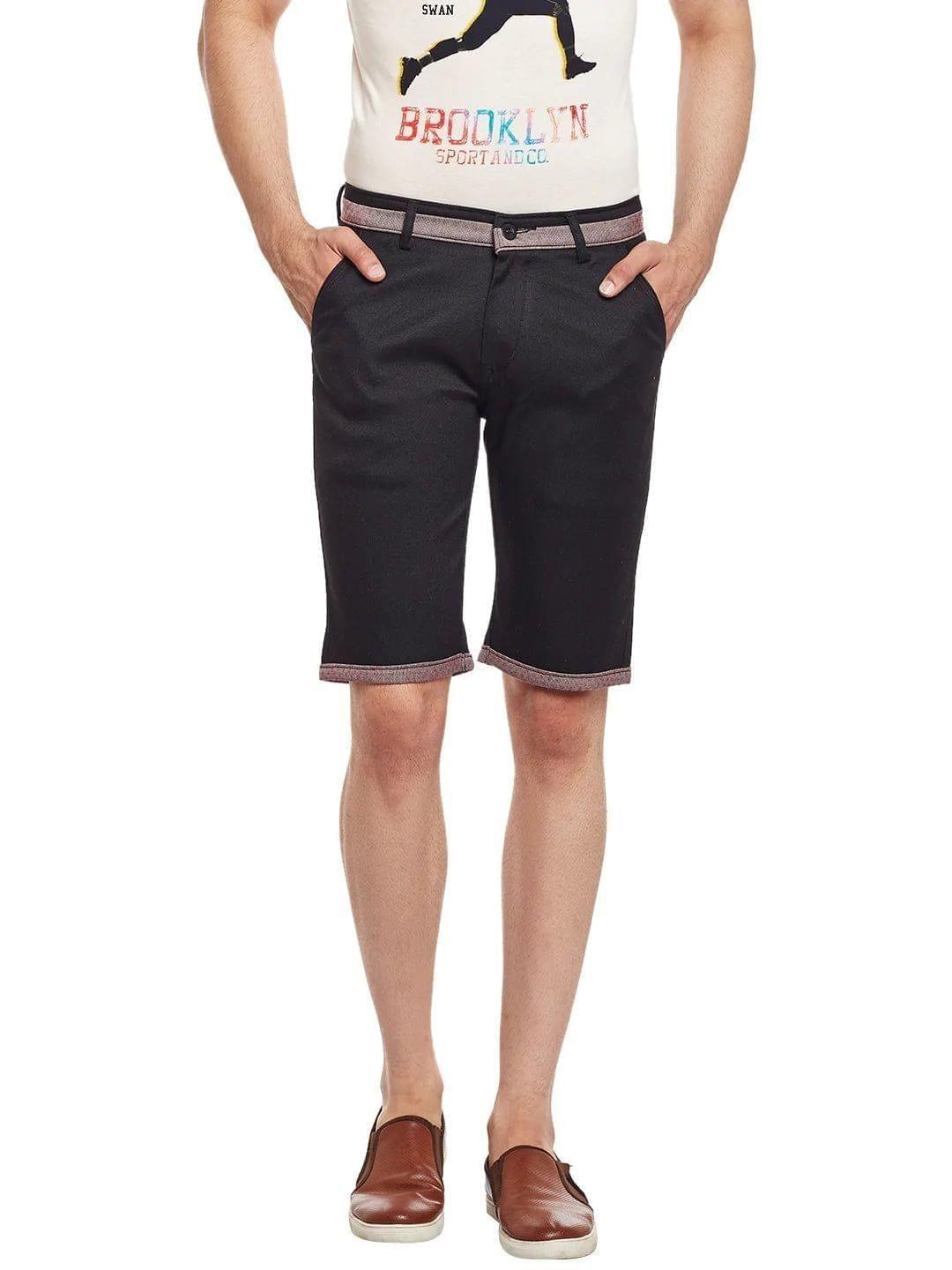 Rodamo  Men Black Cotton Shorts