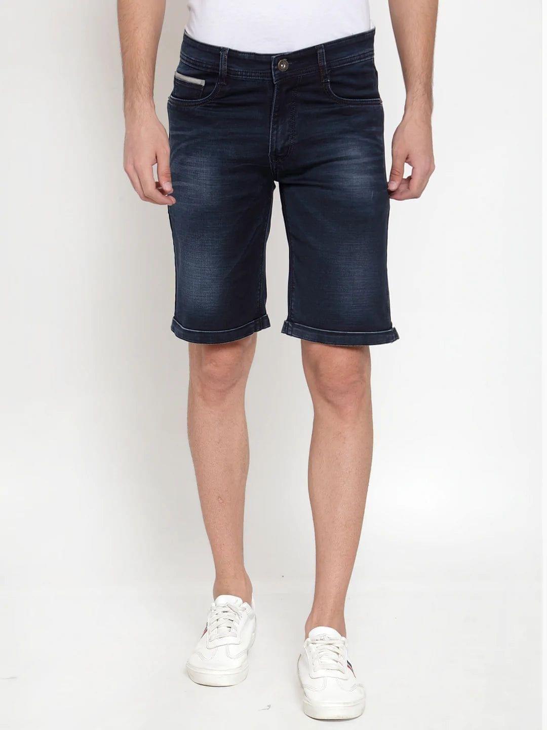 Rodamo  Men Blue Washed Slim Fit Denim Shorts