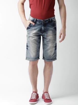 Rodamo  Men Blue Washed Slim Fit Denim Shorts