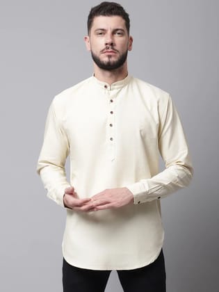 Rodamo  Men Beige Cotton Kurta