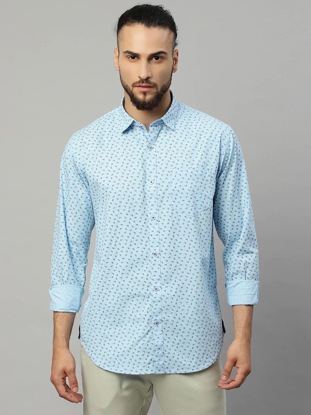 Rodamo Men Blue Slim Fit Printed Casual Shirt