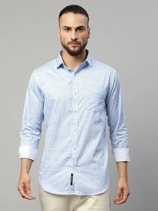 Rodamo  Men Blue Slim Fit Printed Casual Shirt