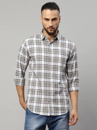 Rodamo  Men Multicoloured Slim Fit Tartan Checks Checked Casual Shirt