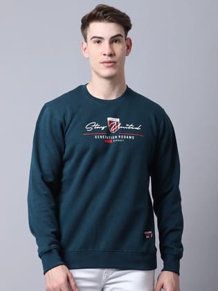 Rodamo Men Teal Printed Sweatshirt