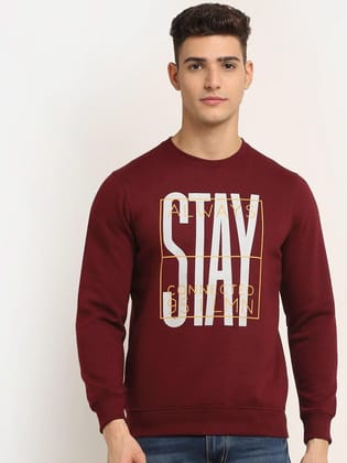 Rodamo Men Maroon Printed Sweatshirt